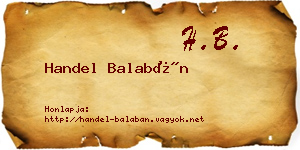 Handel Balabán névjegykártya